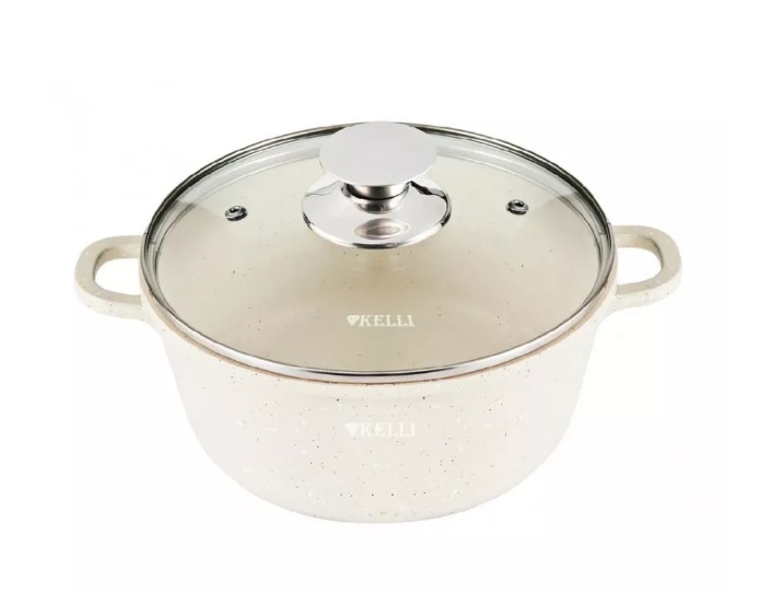Кастрюля с гранитным покрытием KELLI KL-4714-24,  4,5л, d-24см, алюминий, индукц.дно