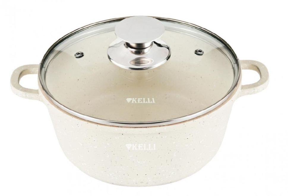 Кастрюля с гранитным покрытием KELLI KL-4714-24,  4,5л, d-24см, алюминий, индукц.дно