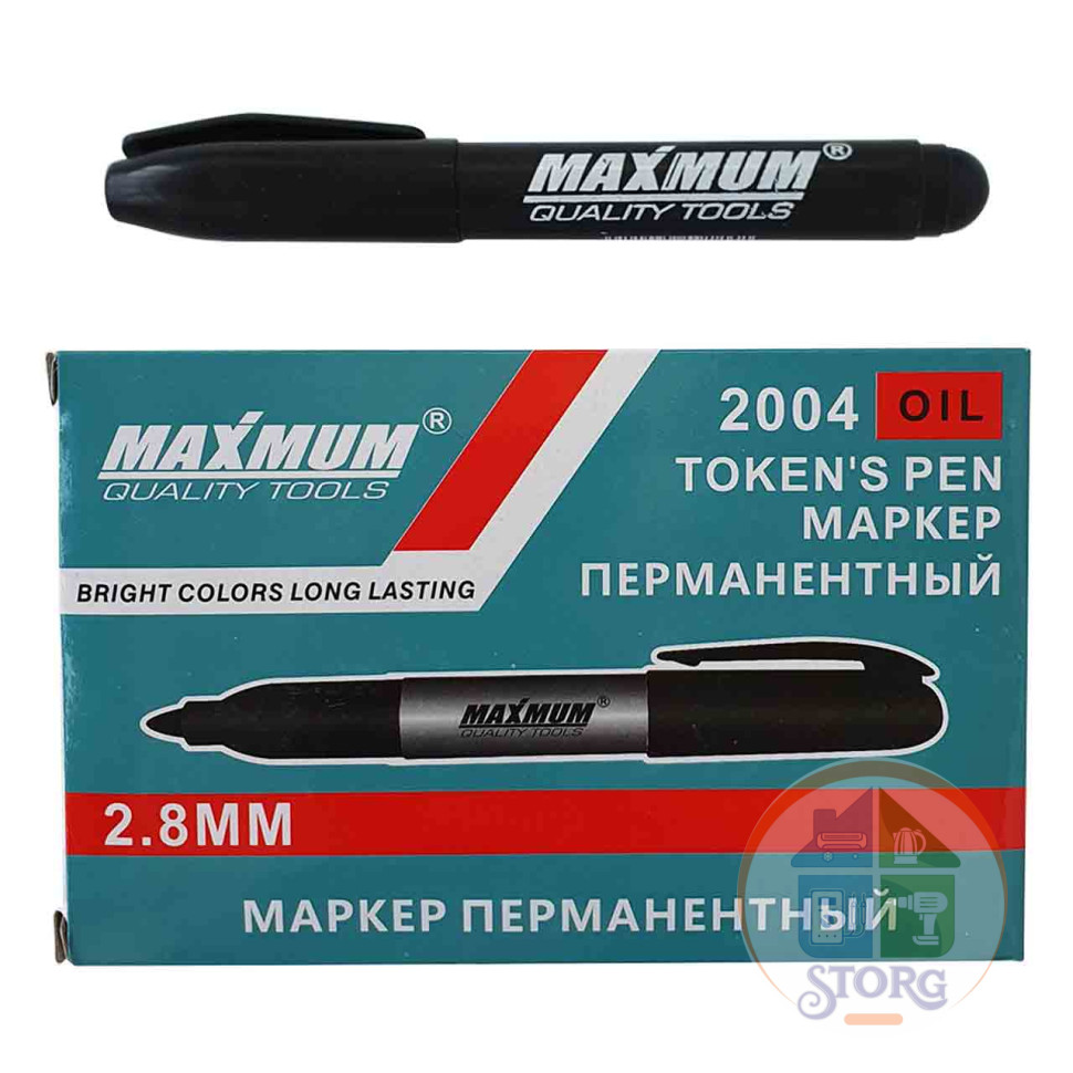Маркер перманентный, черный, круглый, «Maximum» (10 шт)