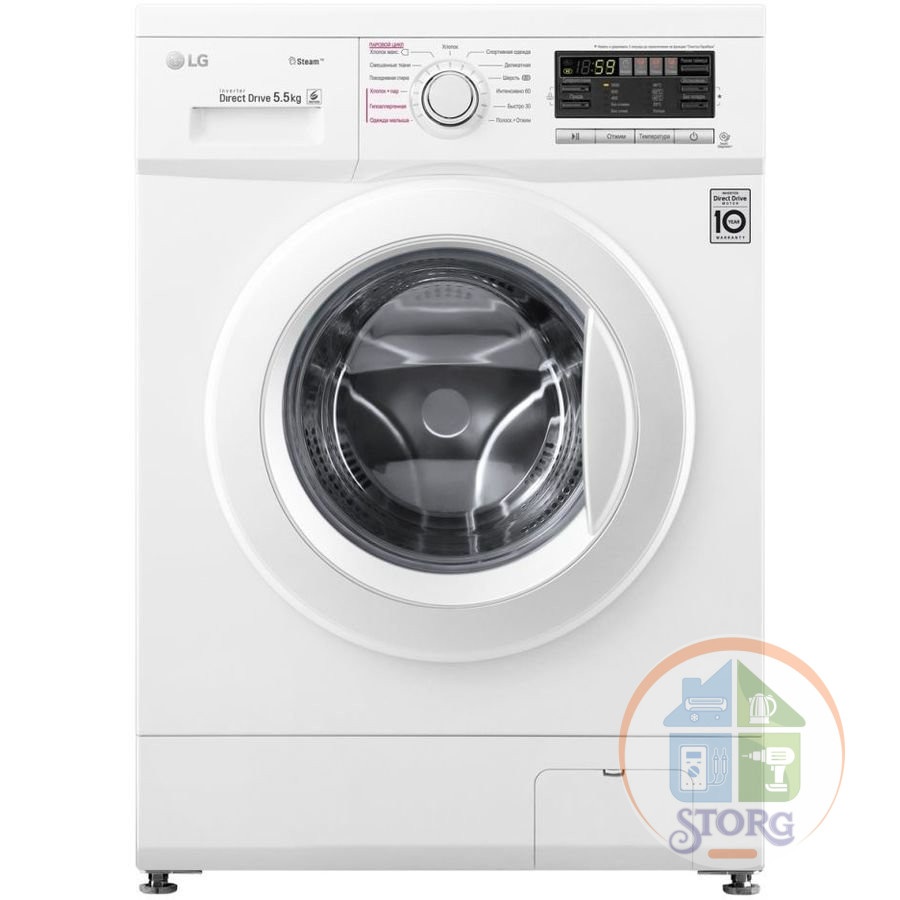 Стиральная машина LG F1096MDS0 85x60x44, белая, классы А/А/В, фронтальная 5.5кг,1000 об/мин